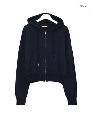 Cropped double-zip hoodie