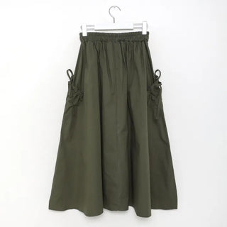Side pocket gathered flared skirt