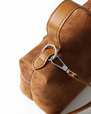 Square suede mini bag with zipper detail