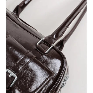 Two-pocket half-moon shoulder bag