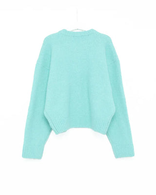 Drop-shoulder wool-blend knit sweater