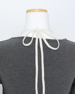Halter neck layered shirring t-shirt