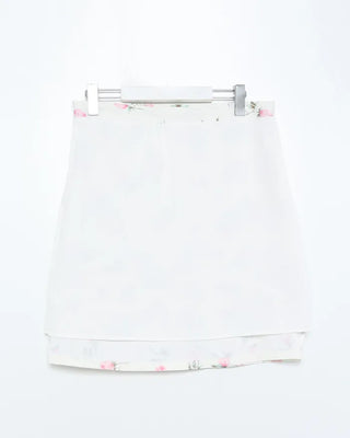 Flower-tucked midi skirt