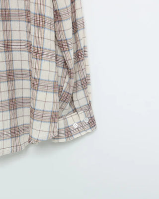 Oversized seersucker check long-sleeved shirt