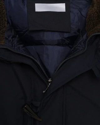 Button-up hooded fur padded jacket