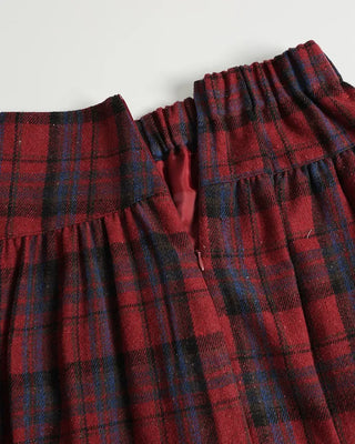 Elastic waist checkered long skirt