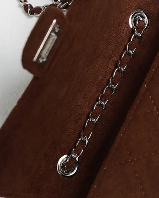 Square chain suede bag