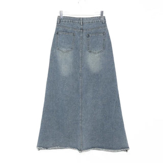 Washed denim skirt