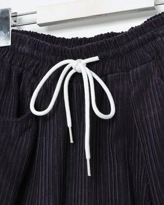Corduroy wide-leg pants with elastic waistband