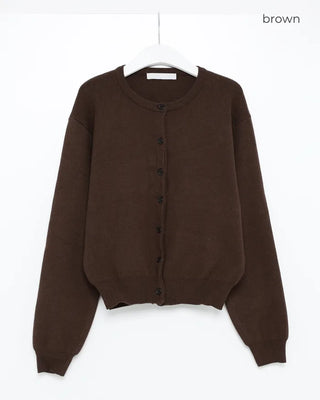 Wool round neck cardigan