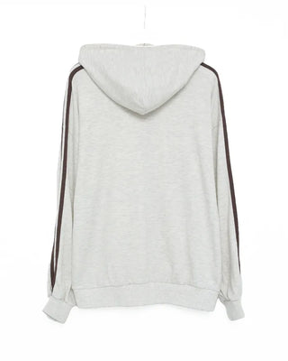 Half-zip line sleeve oversized hoodie