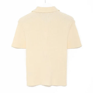 Short-sleeved colored ribbed knit