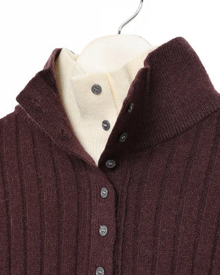 High-neck layered button knit