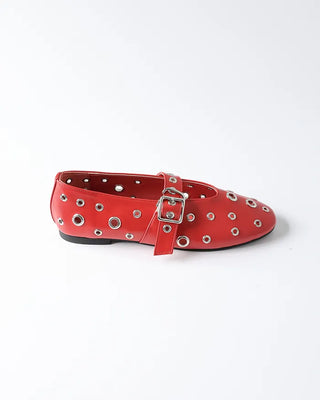 Perforated Mary Jane Flat Shoes