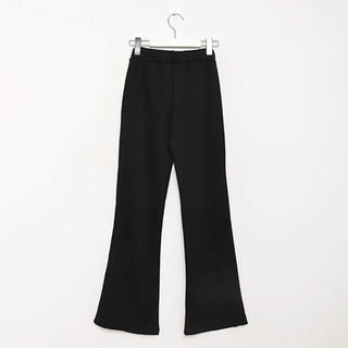 Side-studded knit flared pants
