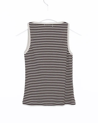 Boat neck striped sleeveless
