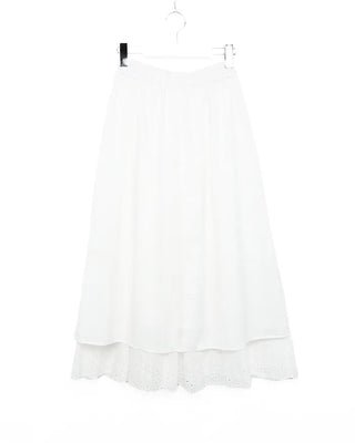 Perforated lace long skirt