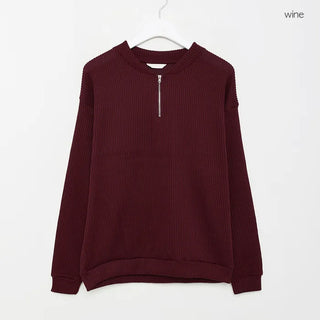 Semi-zip ribbed cardigan
