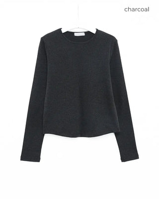 Round hem cotton long t-shirt