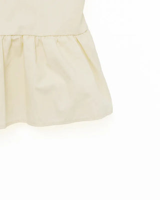 Lace-line shirred sleeveless blouse