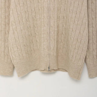 Cable knit 2-way zip-up knit