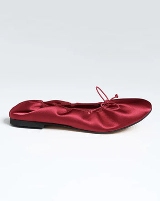 Satin gathered heel flat shoes