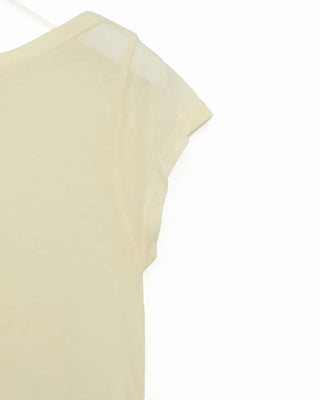 See-through off-shoulder cap t-shirt