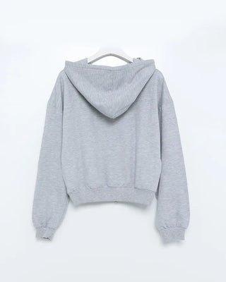 Studded Vintage Hooded Zip-Up
