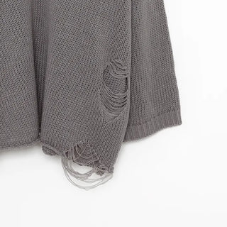 Distressed long knit sweater
