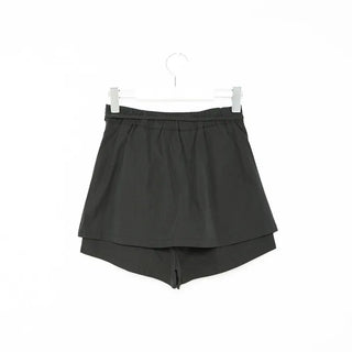 Waist ribbon pleated mini skirt