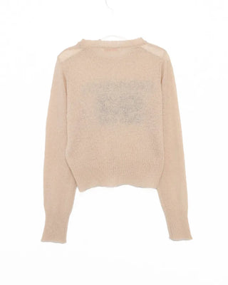 92 Damaged Print Semi-Cropped Sheer Knit
