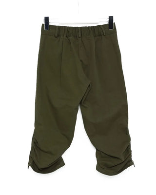 Waist bag elastic gathered side zip capri pants