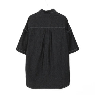 (Unisex) Washed Denim Short-Sleeve Shirt