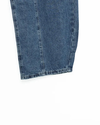 Side-tuck washed denim pants