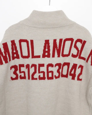 High-neck half-zip waist string sweater