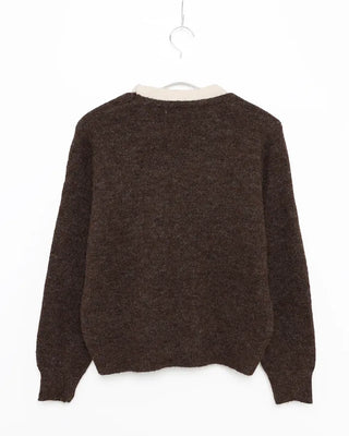 Soft color-blocked V-neck cardigan