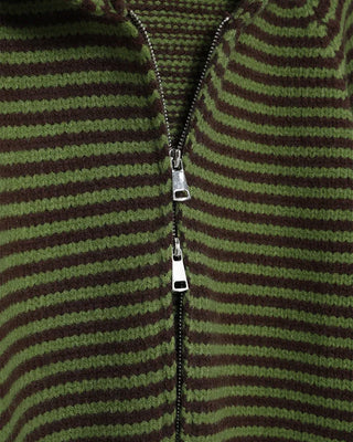 Striped knit zip-up