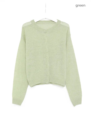 Round neck alpaca knit cardigan