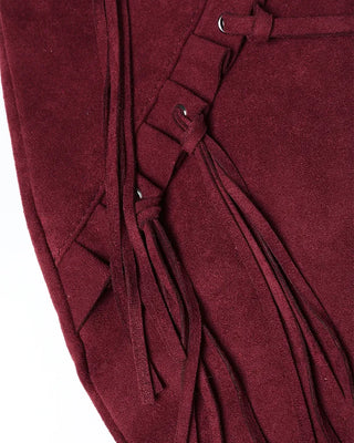 Frilled fringe suede hobo bag