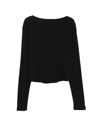 U-neck button-down slim-fit long-sleeve shirt
