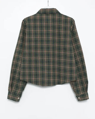 One-pocket semi-cropped tartan check shirt