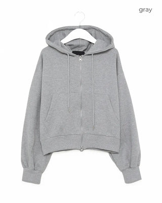 Cropped double-zip hoodie