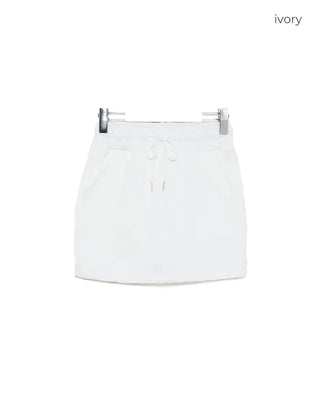 Shoulder-cut top & skort sweatpants