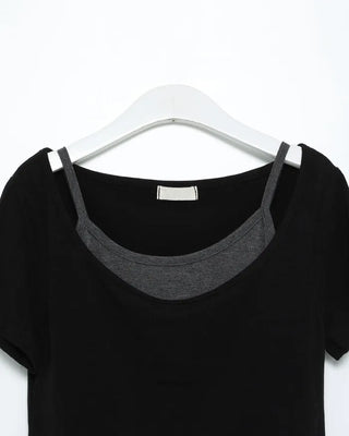 Camisole layered short-sleeved T-shirt