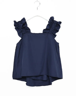 Shirred strap square neck blouse