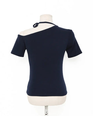 One-off halter strap half-sleeve T-shirt