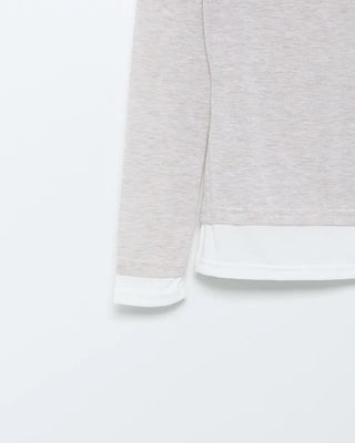 Boat neck two-tone layered long T-shirt