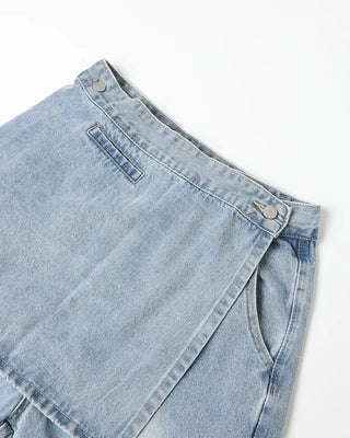 Washed wrap wide denim