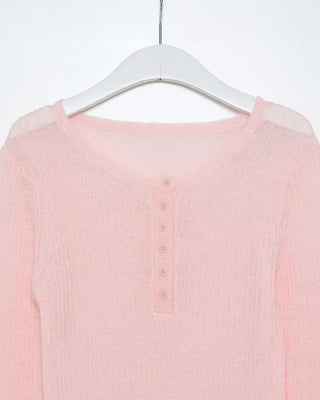 Half-open button ribbed knit