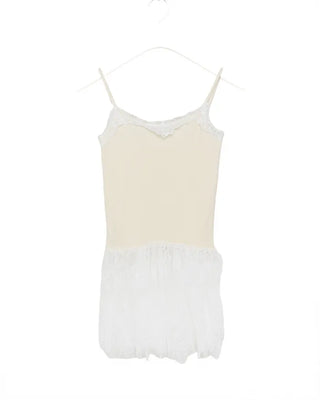 Off-shoulder knit frill camisole set